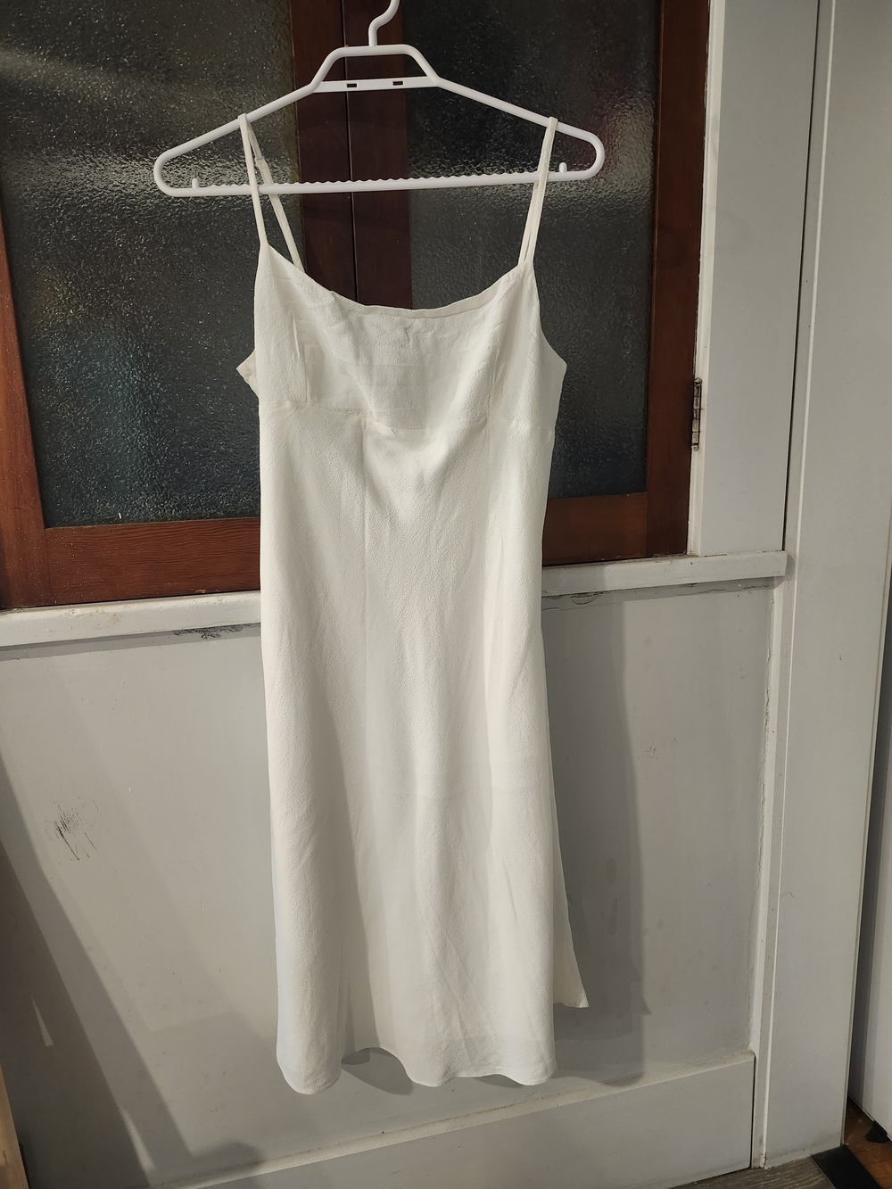 Sunday Best White Midi Slip Dress with Spaghetti Straps | Women's Medium